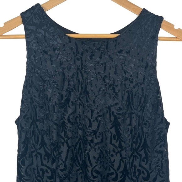 New York & Co. Burnout Velvet Black Sleeveless Whimsigoth Dress Size 12 - Picture 3 of 11